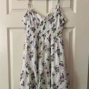 Floral White and Purple Sundress